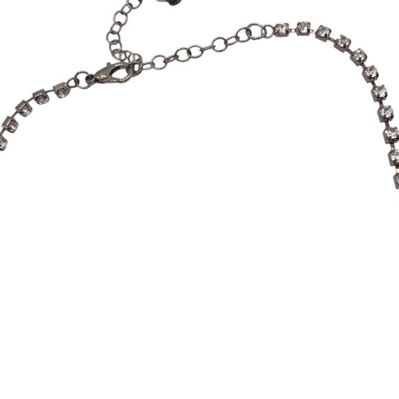 Vintage Rhinestone Bib Necklace, Sparkly Clear Crystal Statement Necklace - Picture 13 of 15